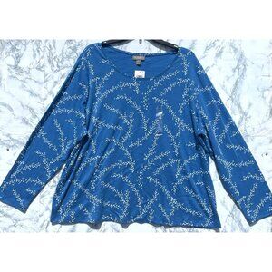 Style & Co Sz 3X Blue Long Sleeve Top 3X Dotted Blue